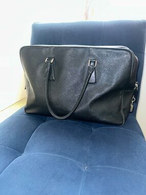 Prada Black Leather Business Bag - Classic Travel Tote Preowned